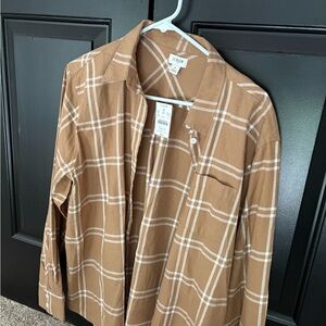 J. Crew Women's Brown Check Flannel Shirt